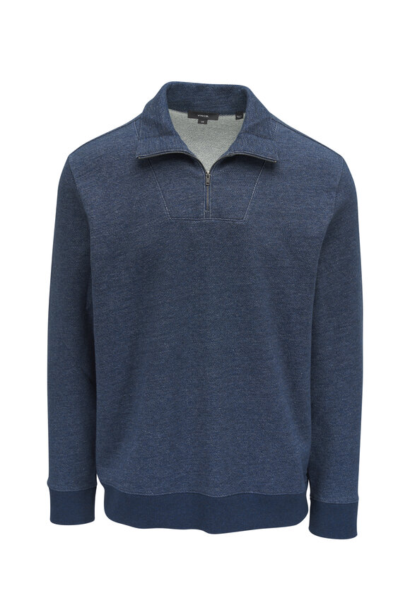 Vince Heathered Sapphire Quarter-Zip Pullover