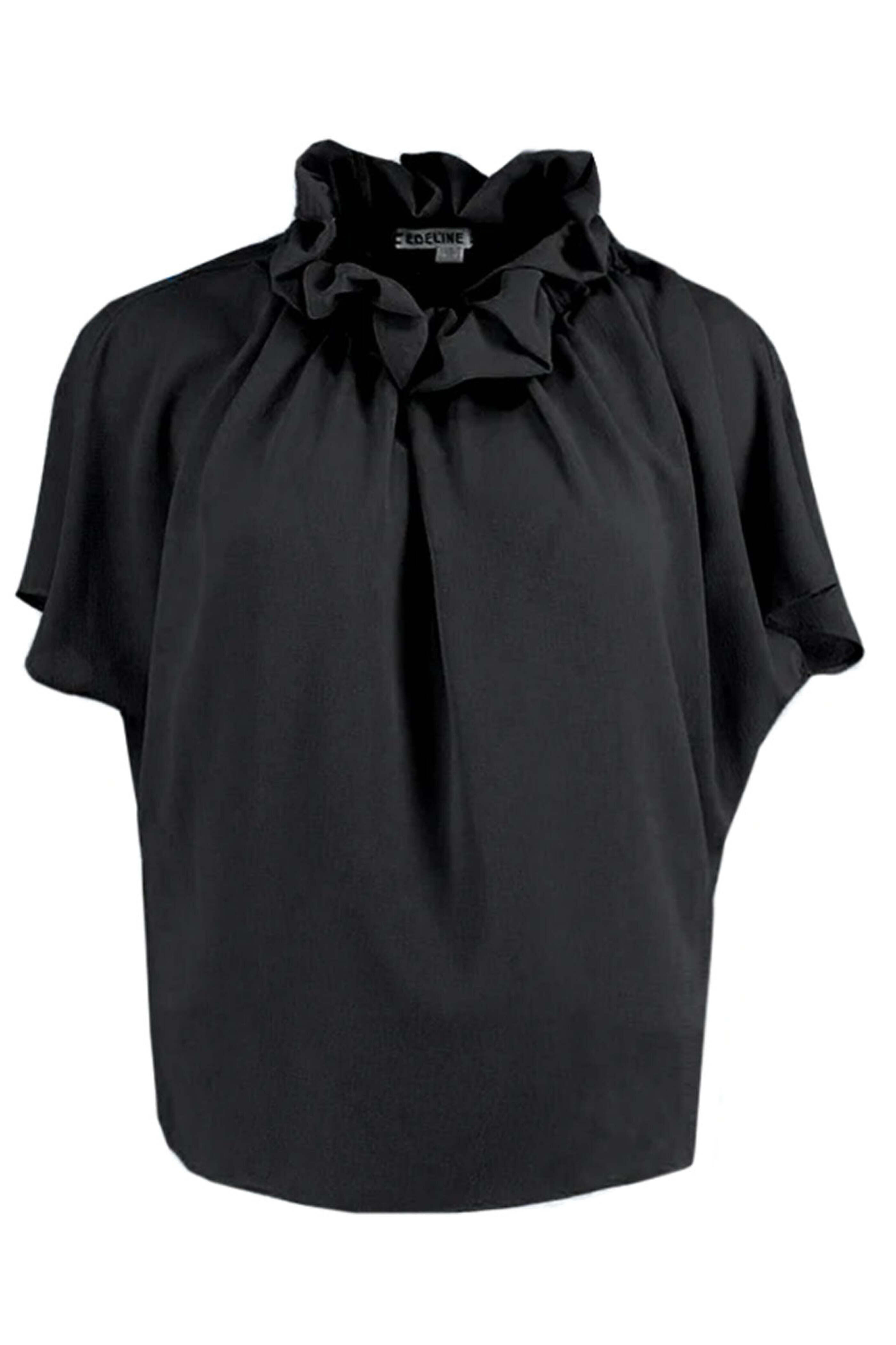 Edeline Lee - Black Georgette Ruff Blouse