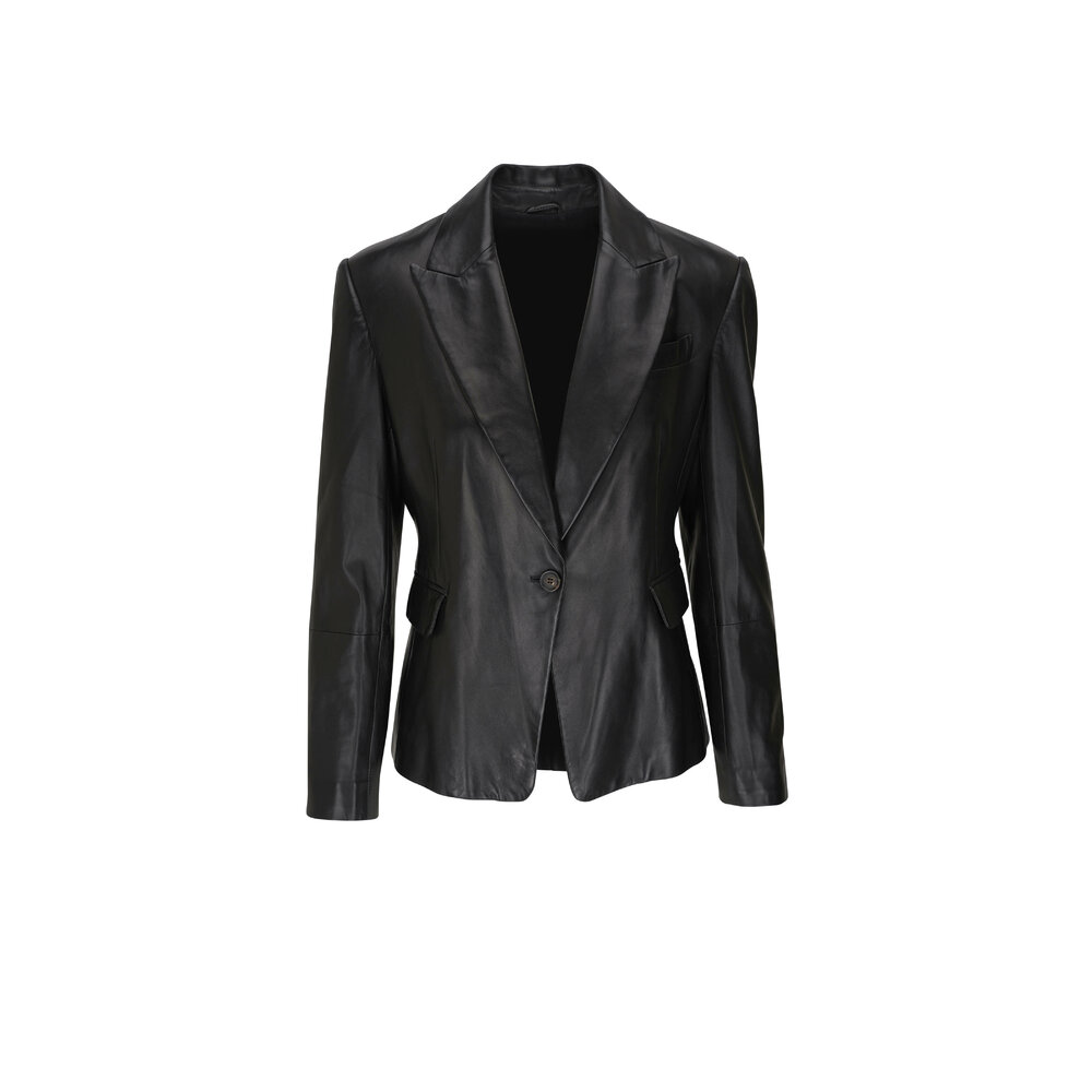 【23AW NEW】BRUNELLO CUCINELLI / ラペルカラー ブレザー/Black Brunello Cucinelli - Black Nappa Leather Jacket | Mitchell