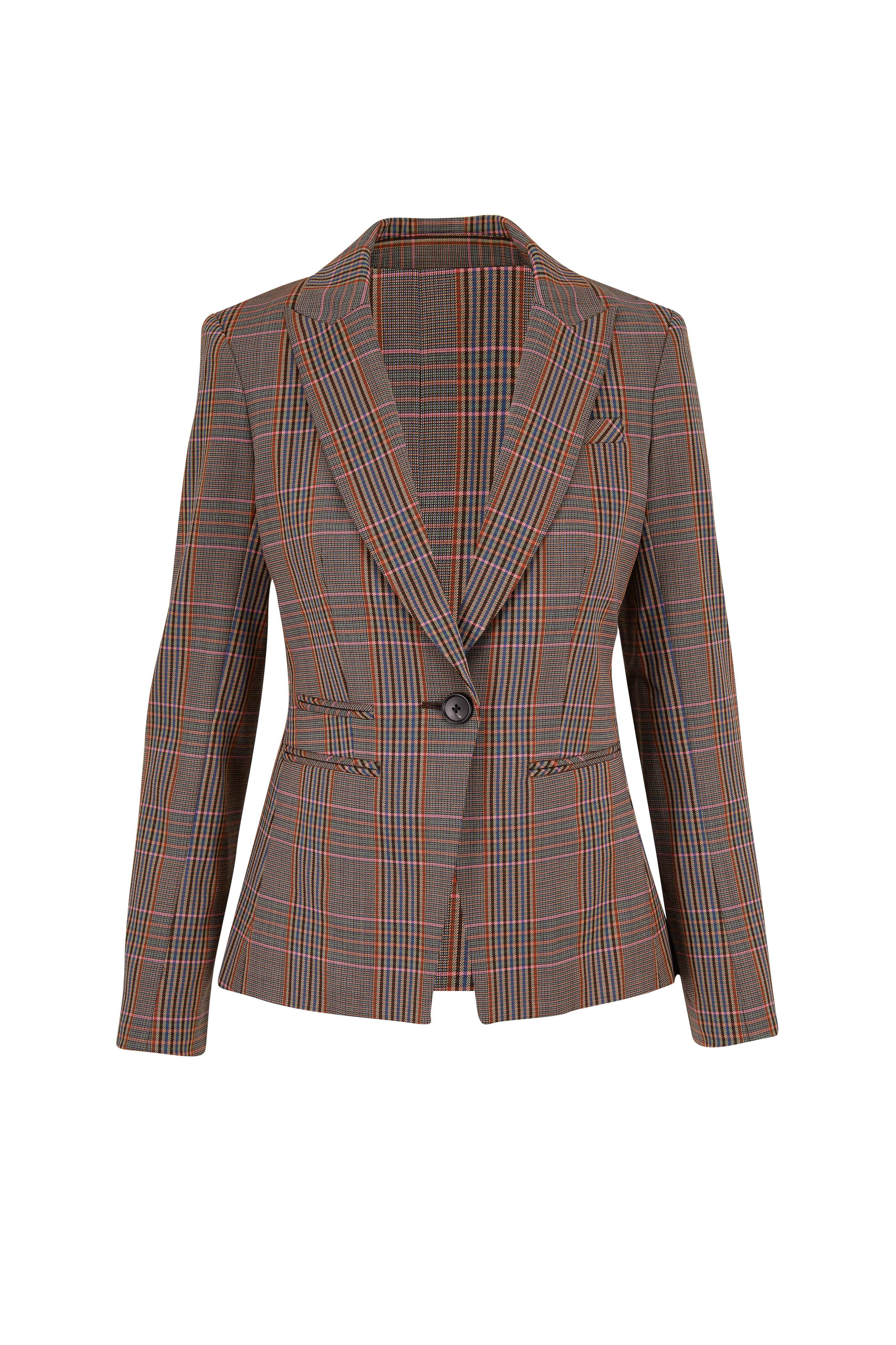 Veronica Beard - Gia Multi Plaid Single Button Dickey Jacket