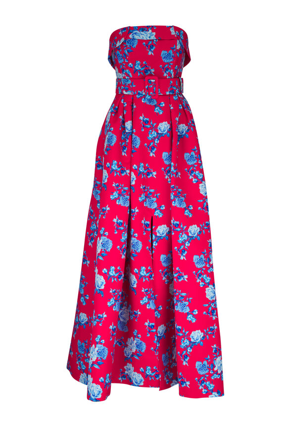 Sachin + Babi Brielle Red & Blue Floral Gown 
