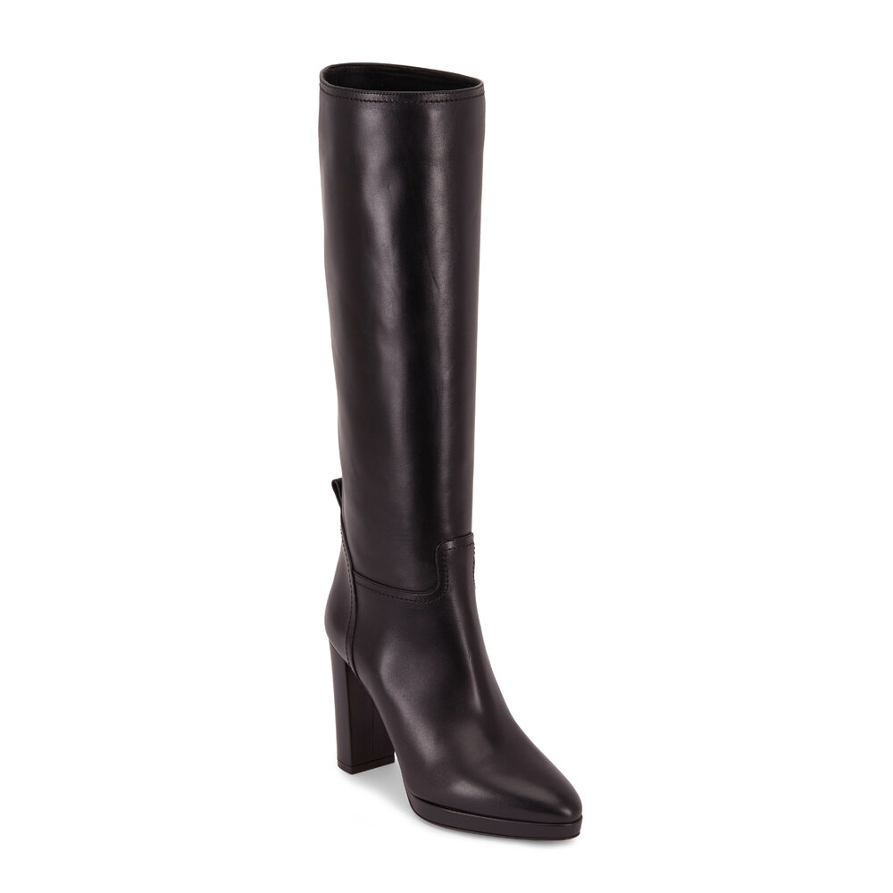 Valentino Garavani - Rockstud Black Leather Platform Boot, 100mm