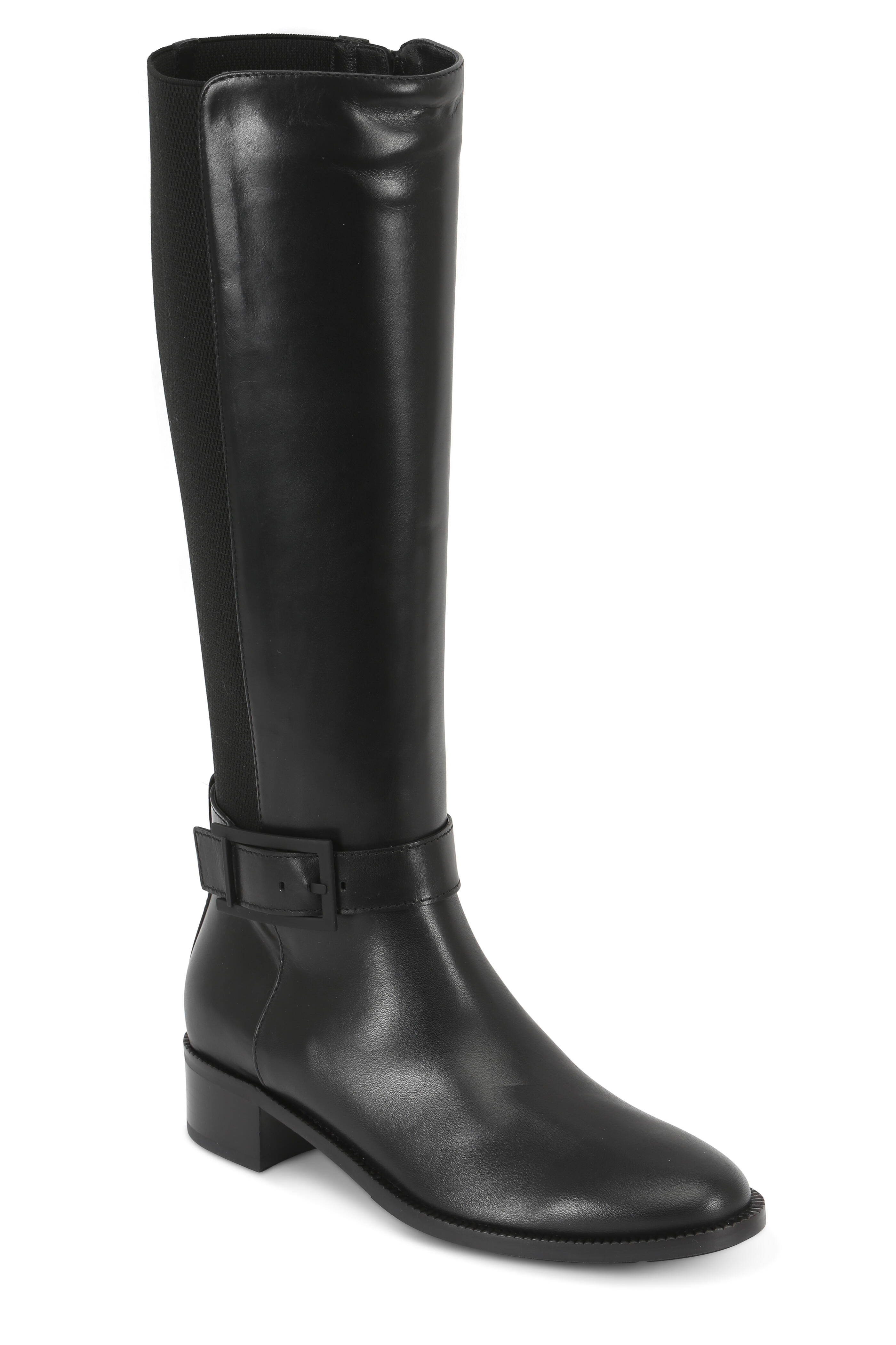 Aquatalia Orella Black Weatherproof Leather Stretch Boot