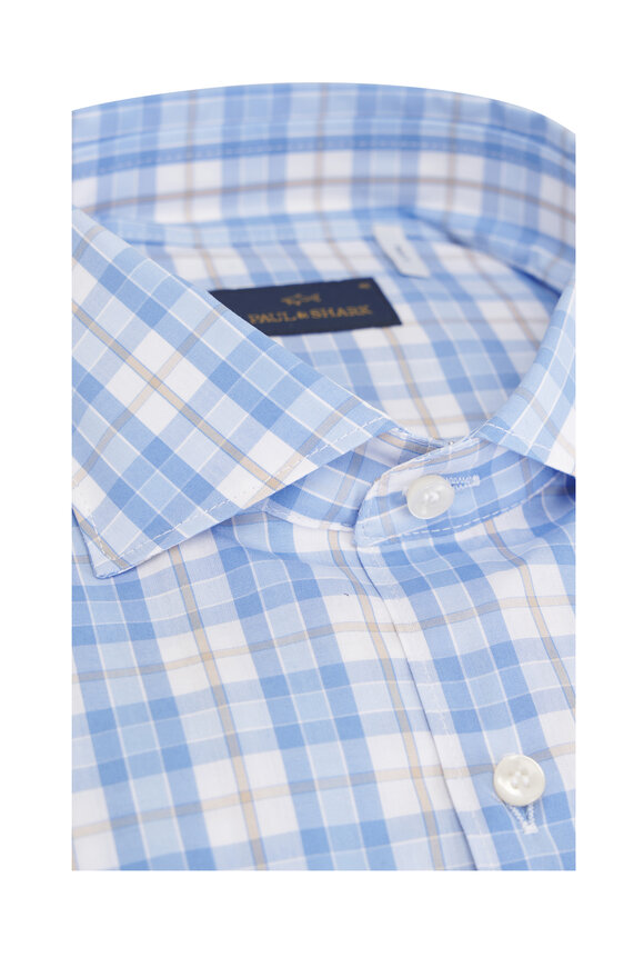 Paul & Shark Summer Breeze Blue & Beige Check Sport Shirt - view 2