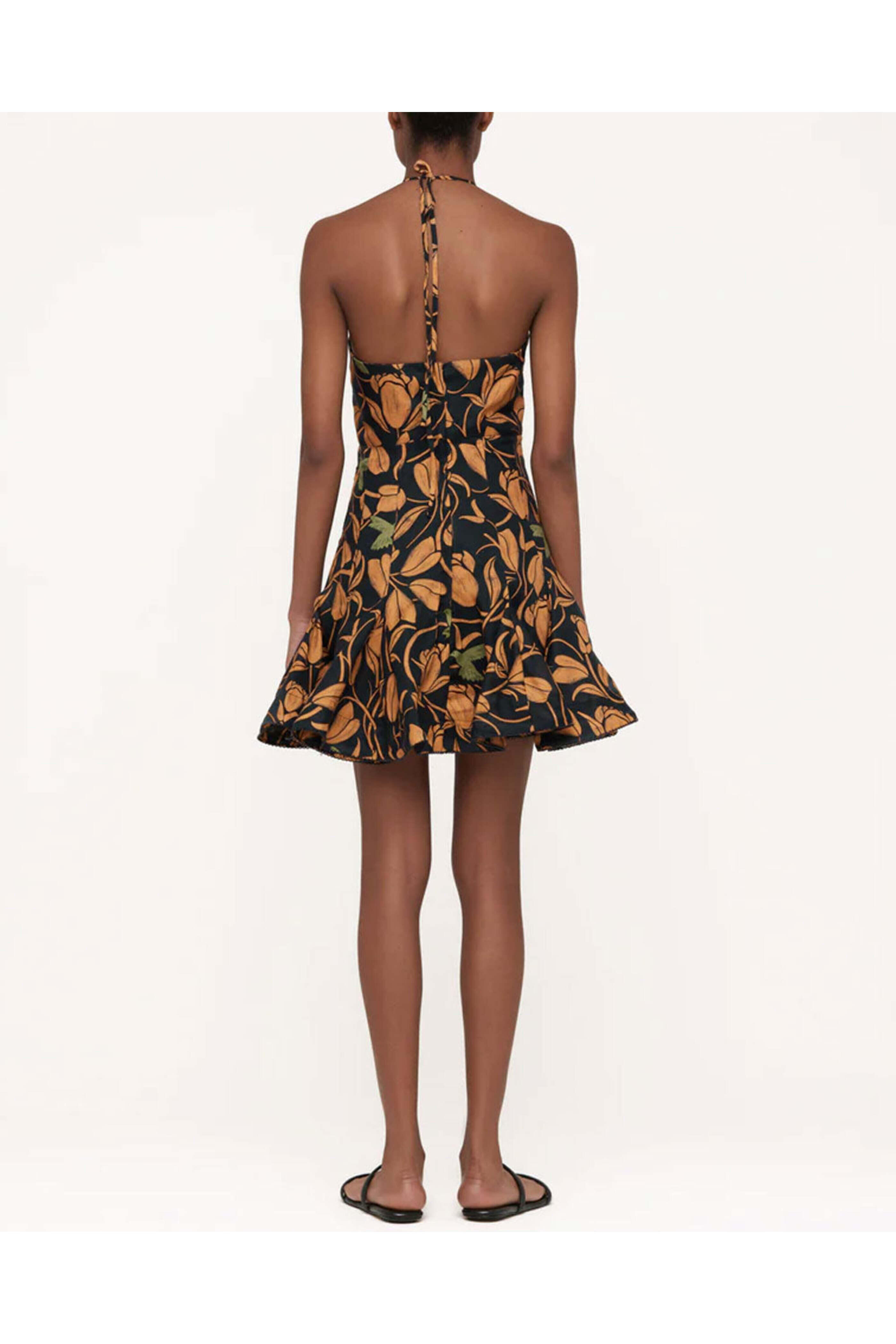 Agua By Agua Bendita - Black Anturio Floral Halter Dress
