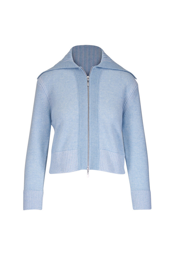 Kinross Light Blue Plaited Zip Cardigan - view 1