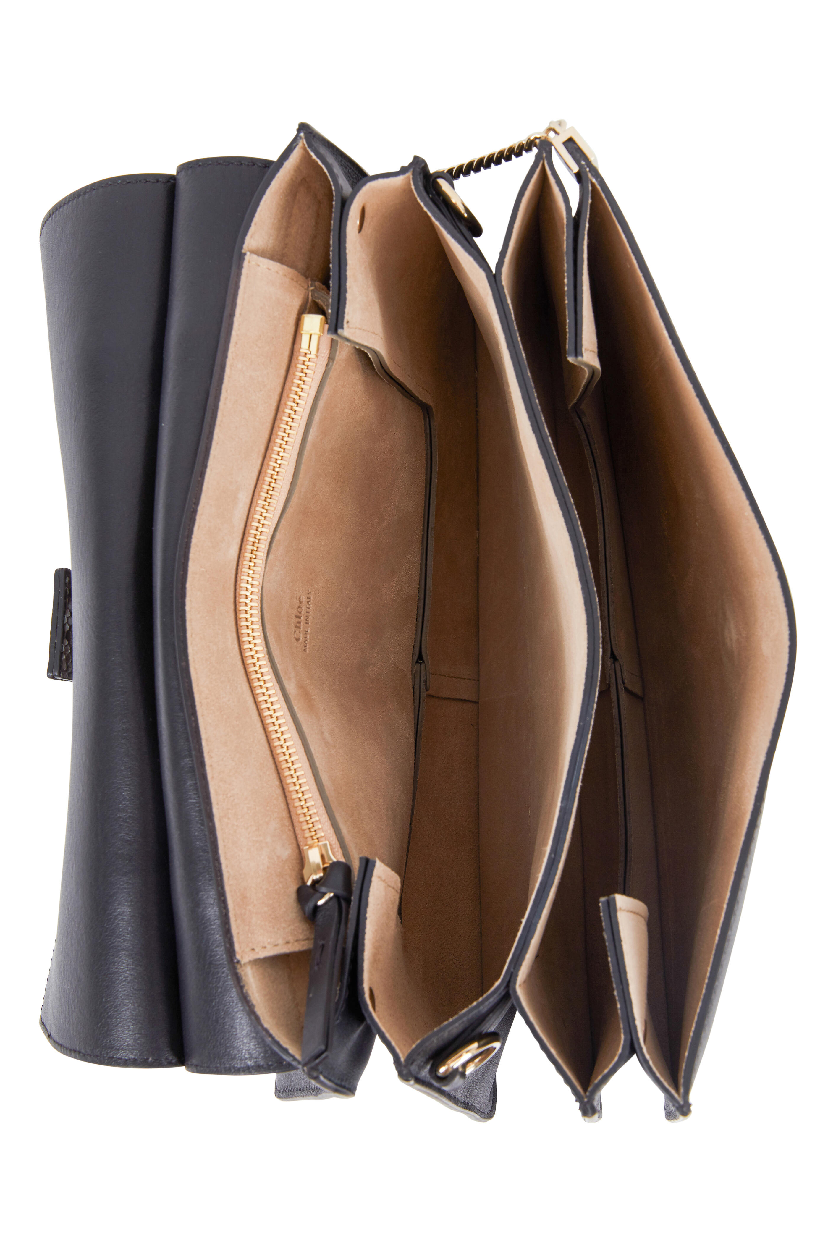 Chloé - Faye Python & Black Leather Medium Shoulder Bag