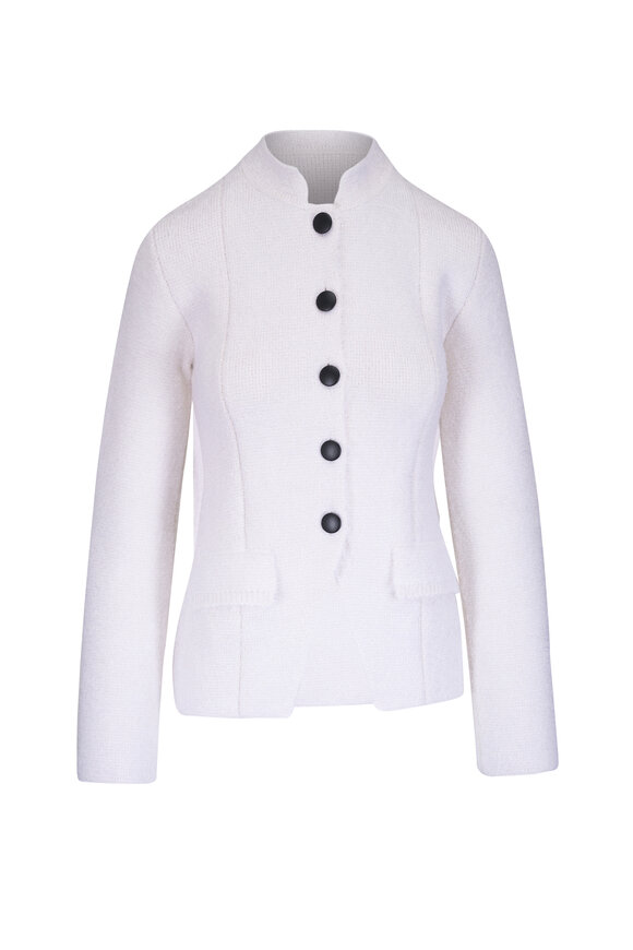 Khaite Aeson Winter White Silk & Cashmere Jacket