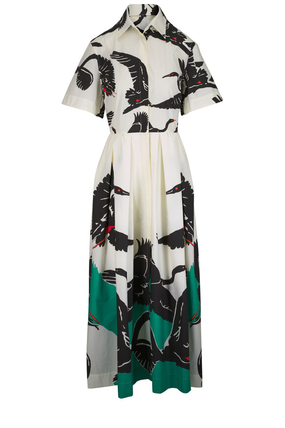 Sara Roka - Elena Mixed Print Tie Waist Cotton Midi Dress
