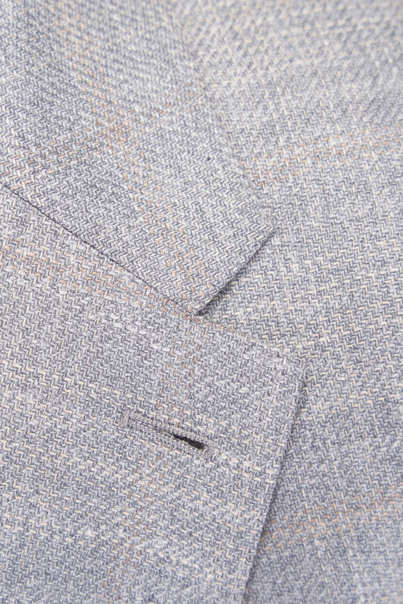 Zegna Light Gray Plaid Crossover Sportcoat - view 5