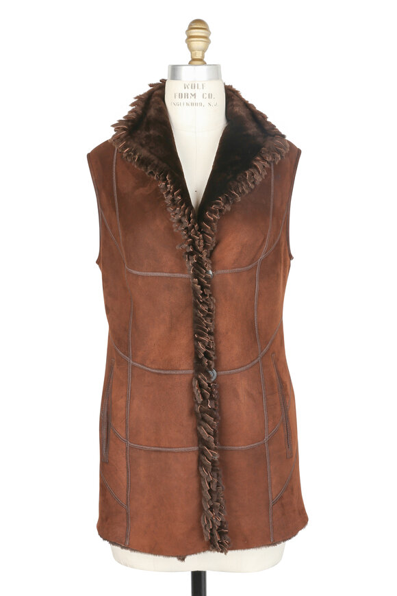 Viktoria Stass - Mocha Shearling Fringed Vest