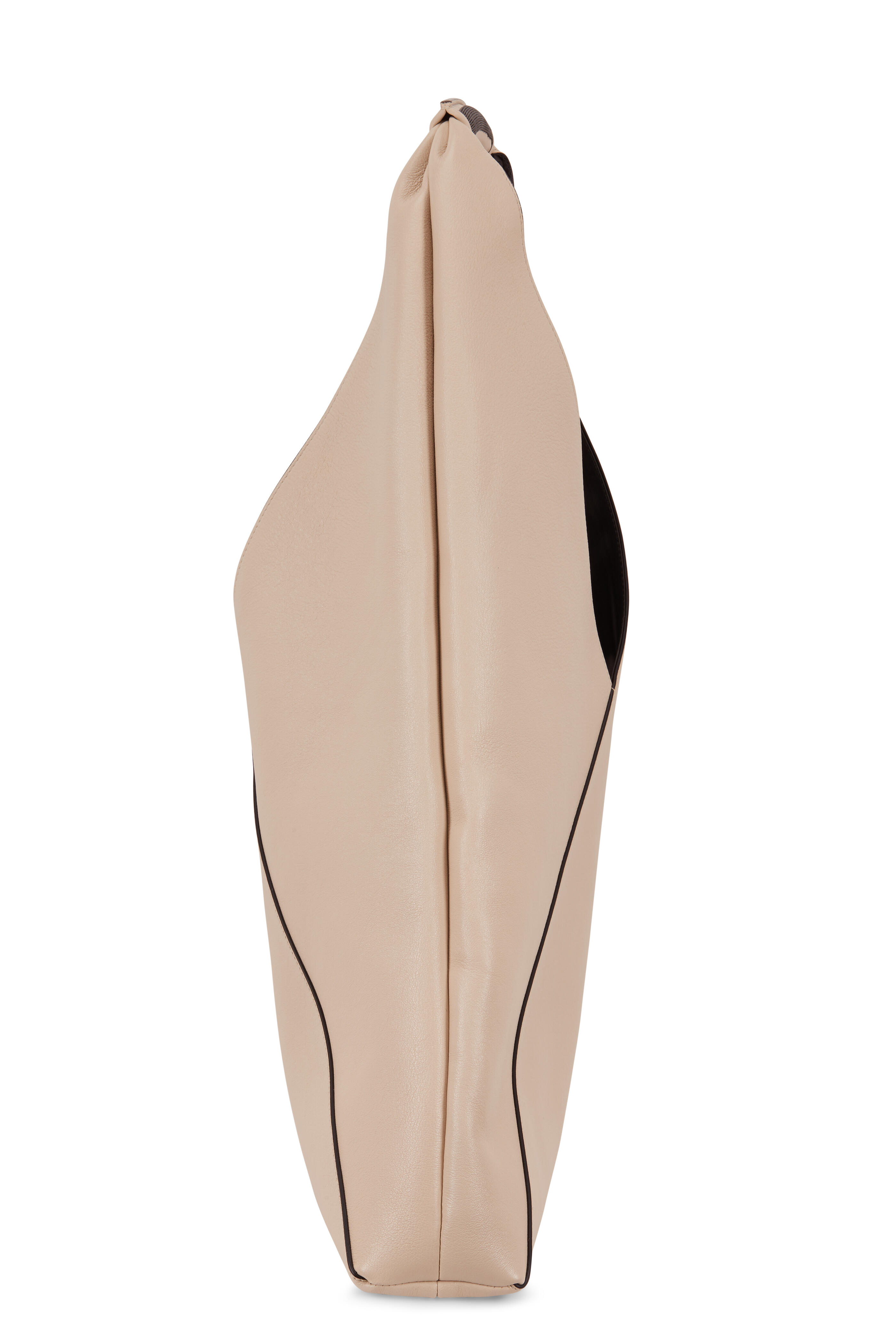 Brunello Cucinelli - Light Beige Leather Large Triangle Bag