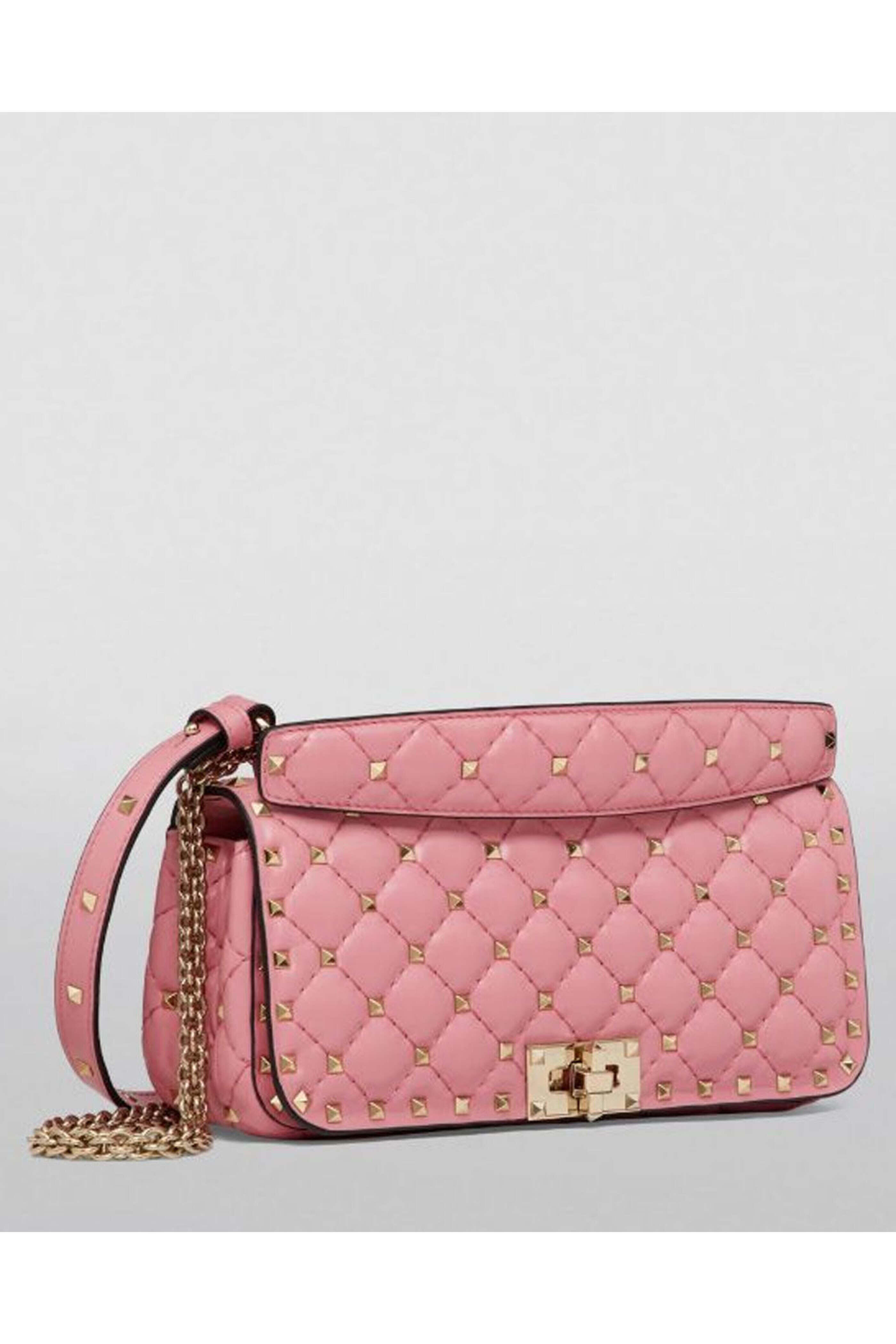 Valentino Garavani - Rockstud Spike Calfskin Shoulder Bag in Candy Rose