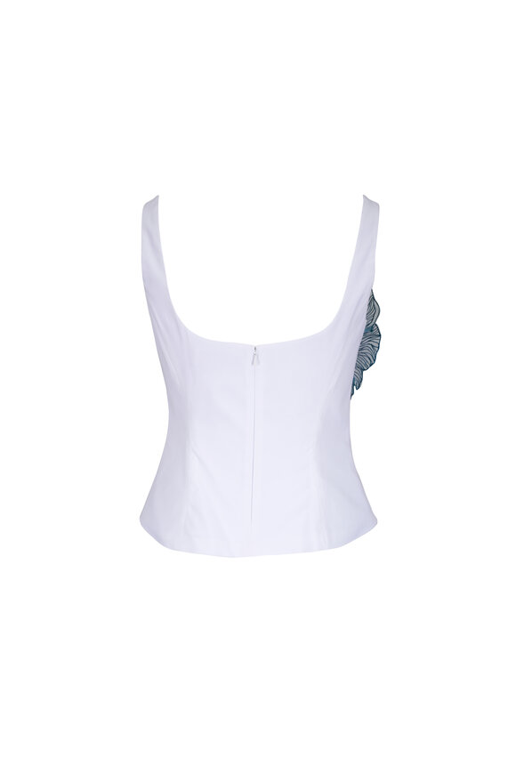 Lela Rose White & Blue Peony Embroidered Tank - view 3