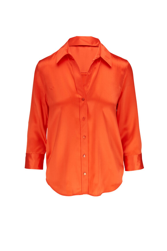 L'Agence - Dani Bright Orange Silk Blouse 