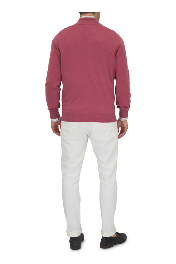 Brunello Cucinelli - Red Cashmere Quarter Zip Pullover