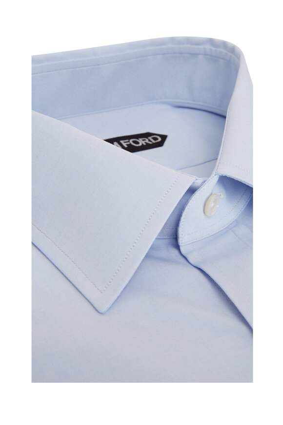Tom Ford Light Blue Fine Poplin Sport Shirt - view 2