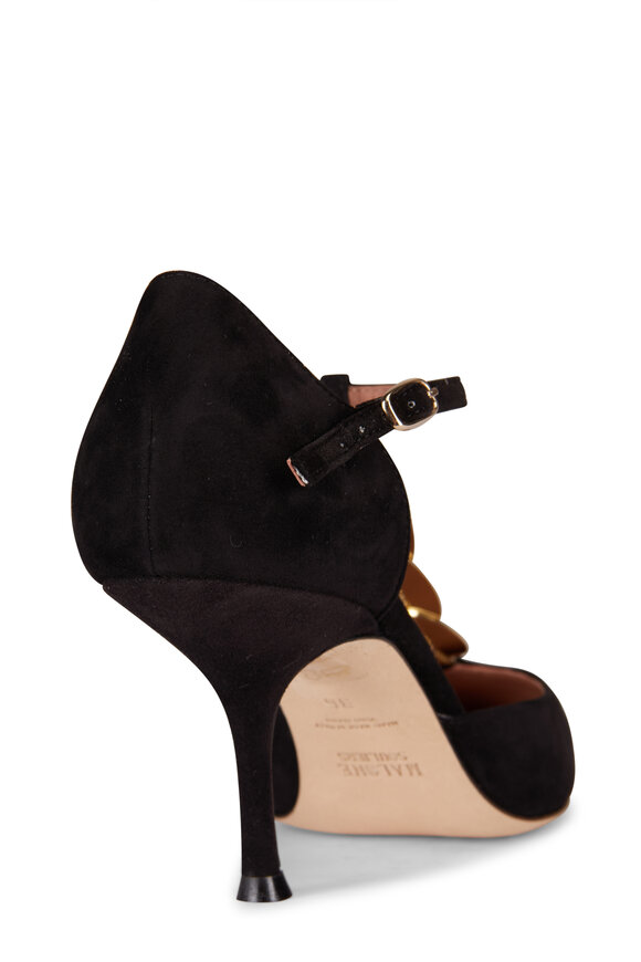 Malone Souliers Kali Black Suede Disc Sandal, 70mm - view 3