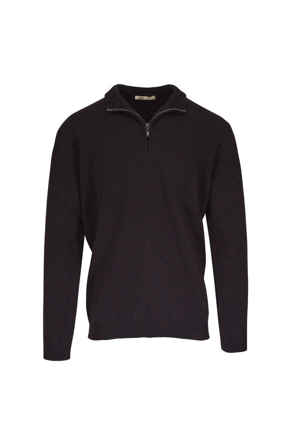 Maurizio Baldassari Dark Brown Winter Mouline Quarter Zip Pullover - view 1
