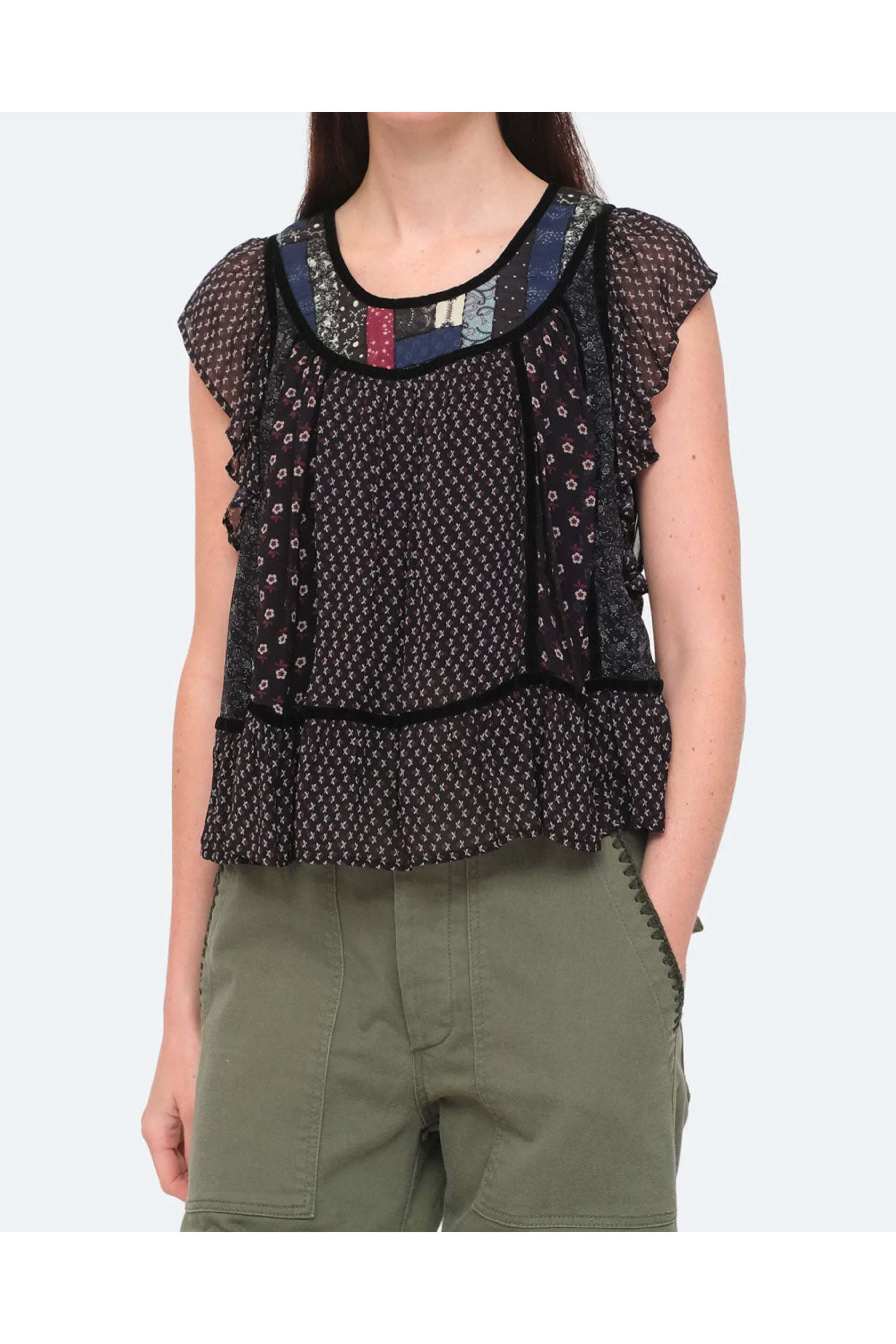 Sea NYC - Multi Alani Print Flutter Sleeve Top