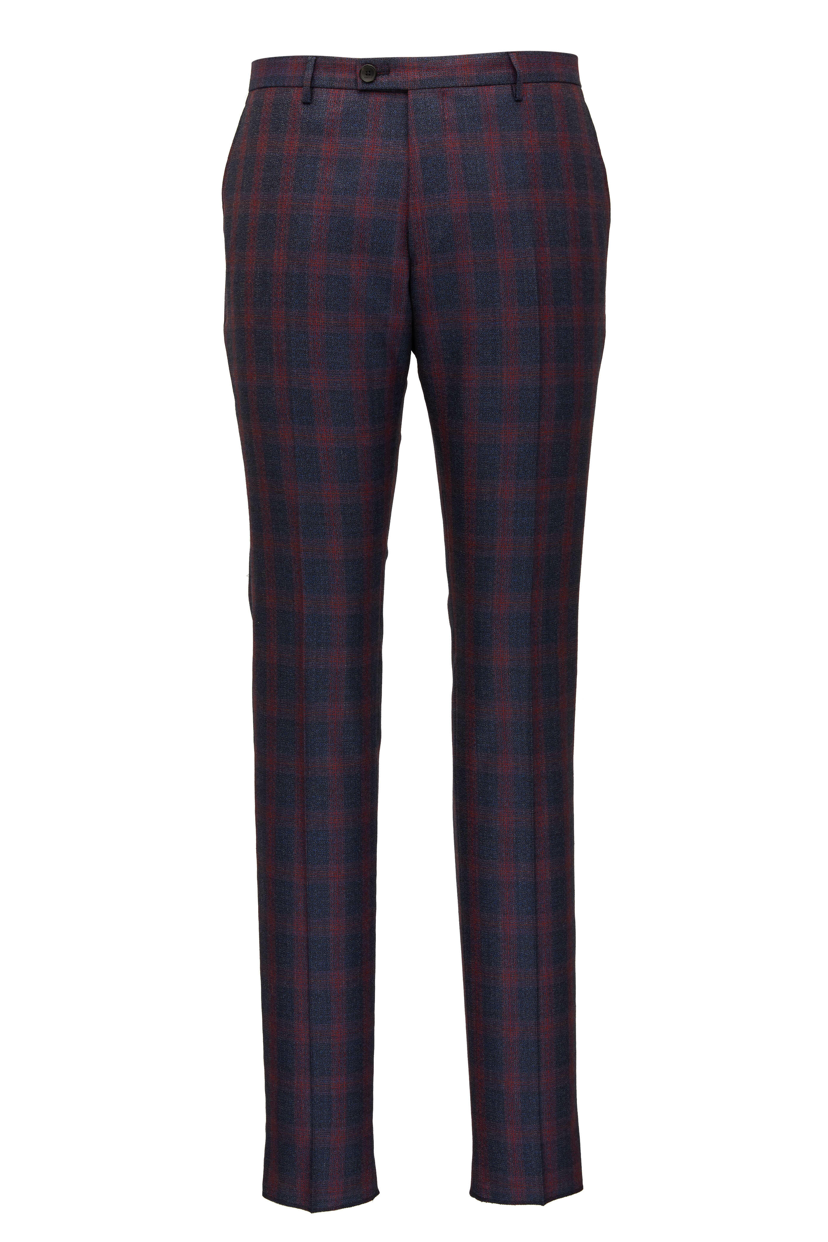 Etro - Blue & Red Plaid Wool Suit