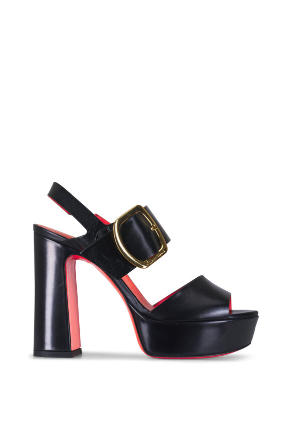 Santoni - Bruxel Black Leather Platform Sandal, 75mm