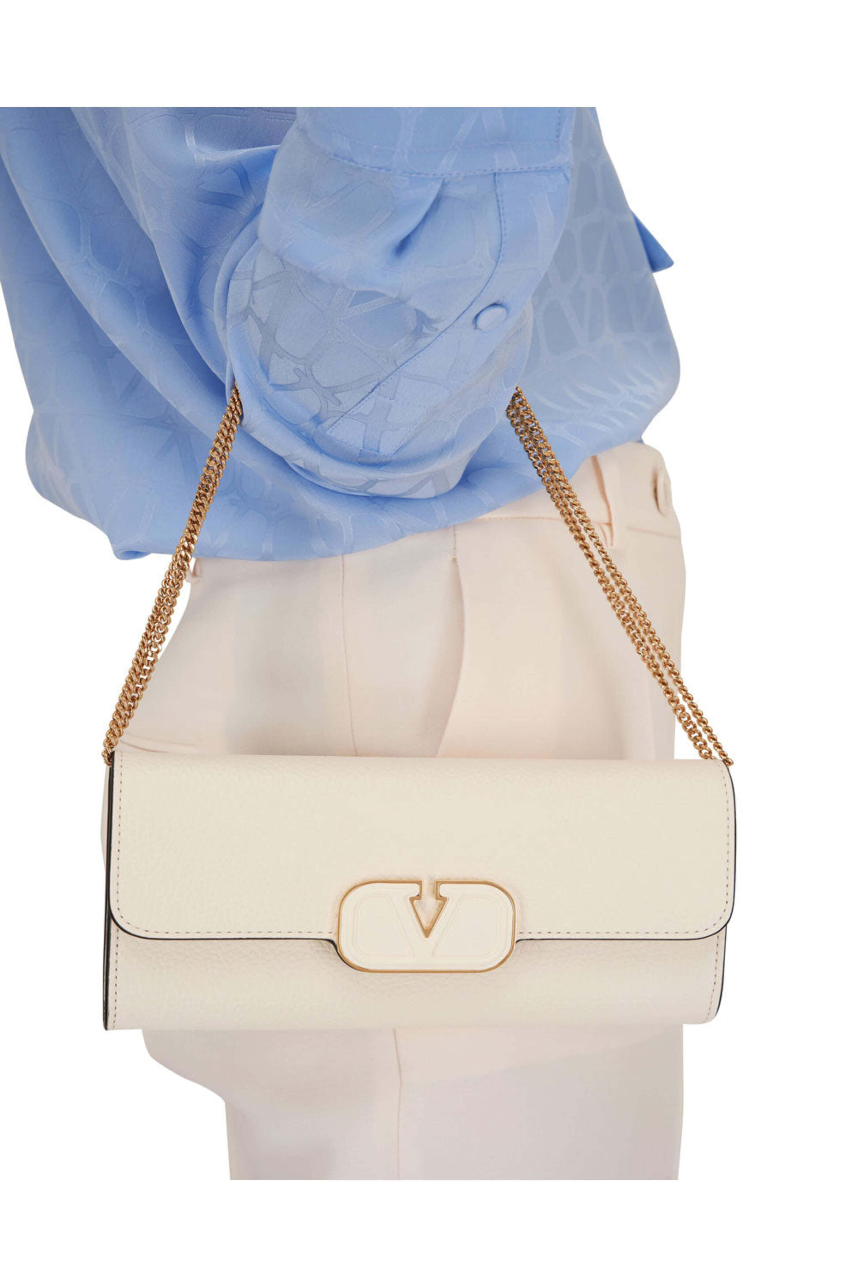 Valentino Garavani - Vlogo Wallet on a Chain in Ivory