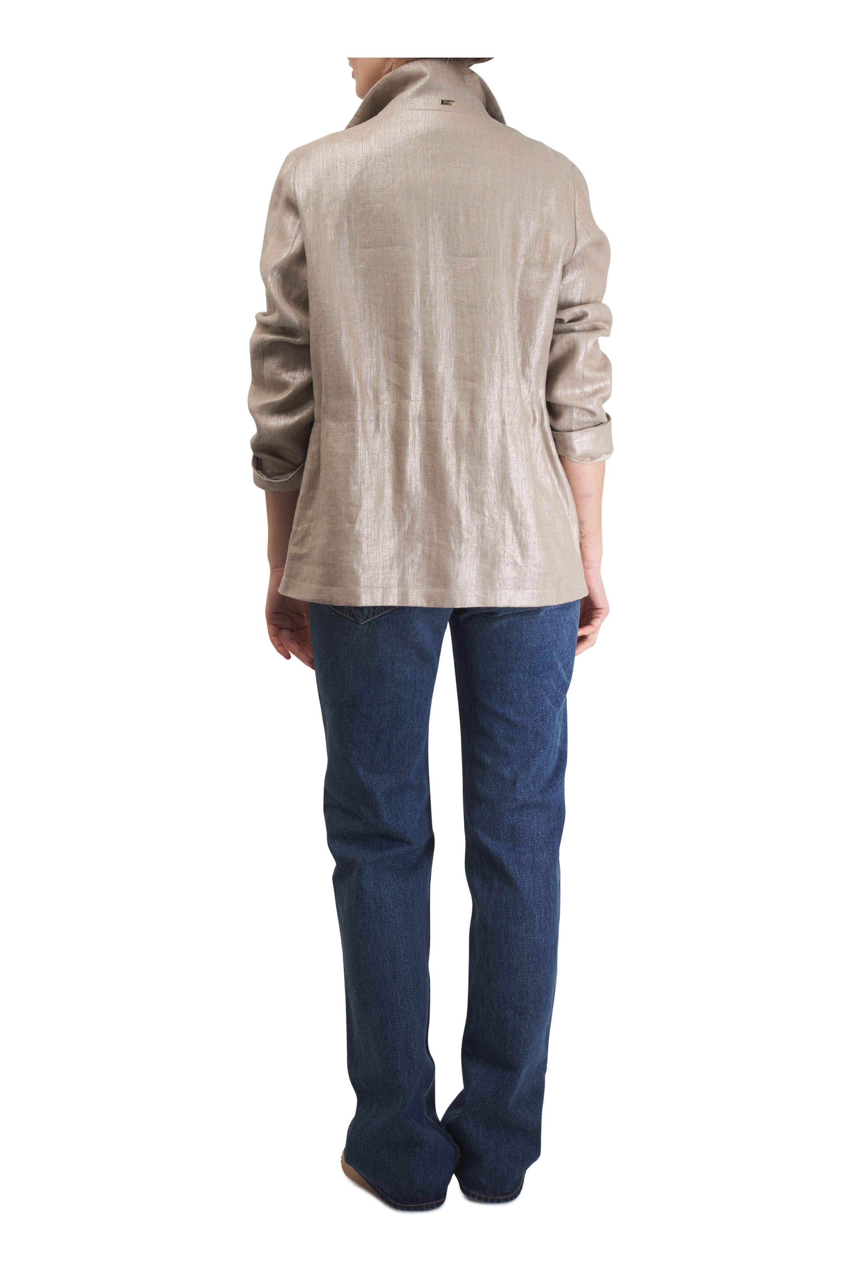 Herno - Light Gold Laminated Linen Field Jacket