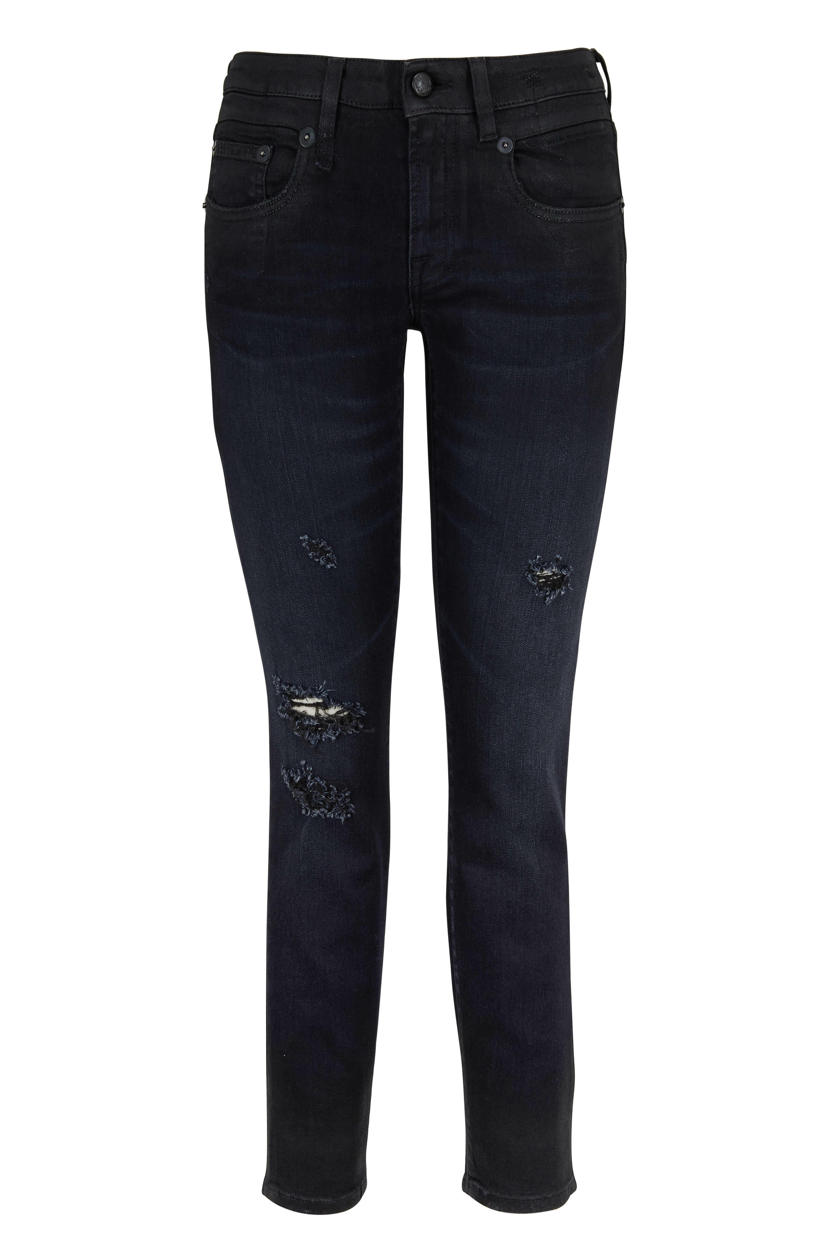 R13 Boy Coated Black Distressed Skinny Jean Mitchell Stores