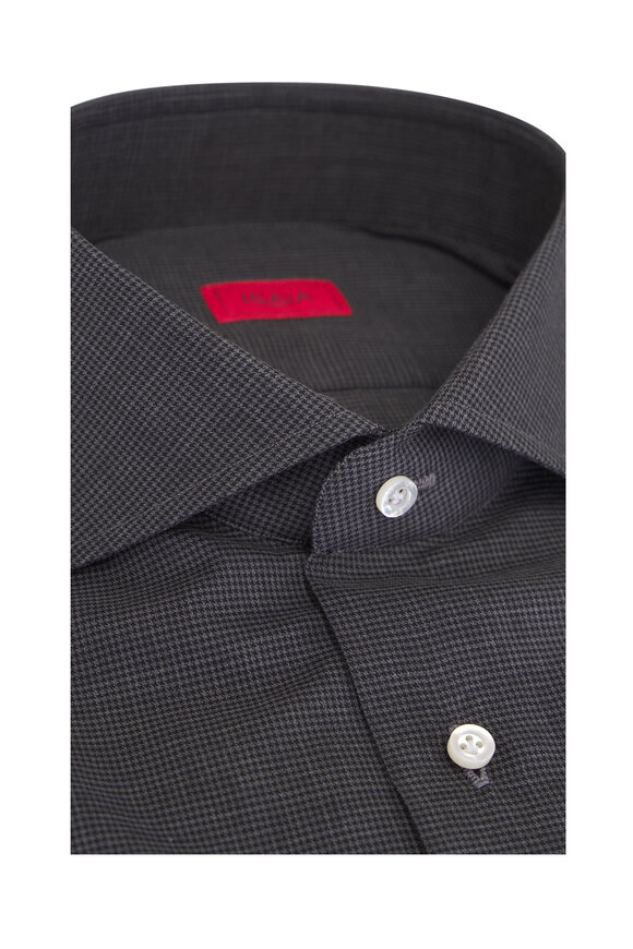 Isaia Anthracite Micro Houndstooth Sport Shirt - view 3