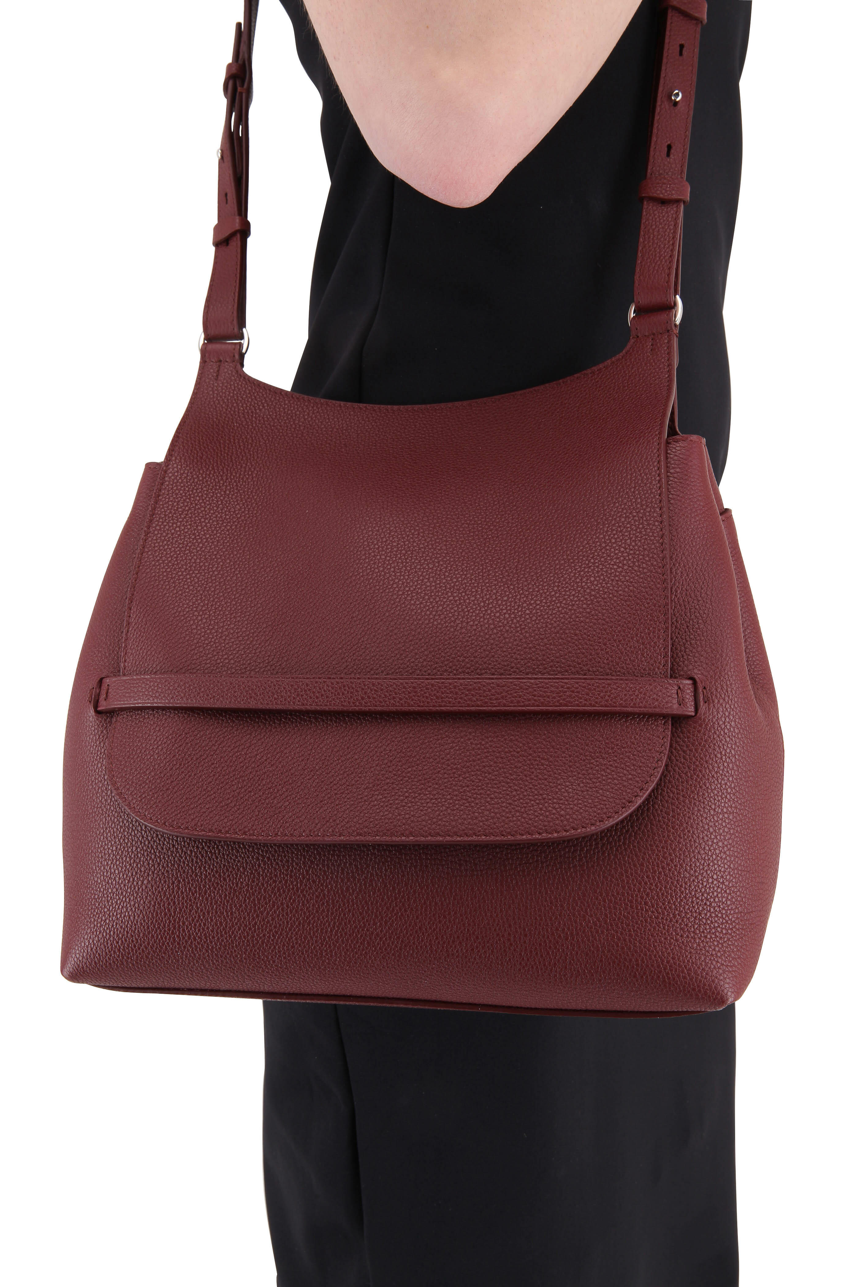 The Row Sideby Maroon Leather Crossbody Bag Mitchell Stores