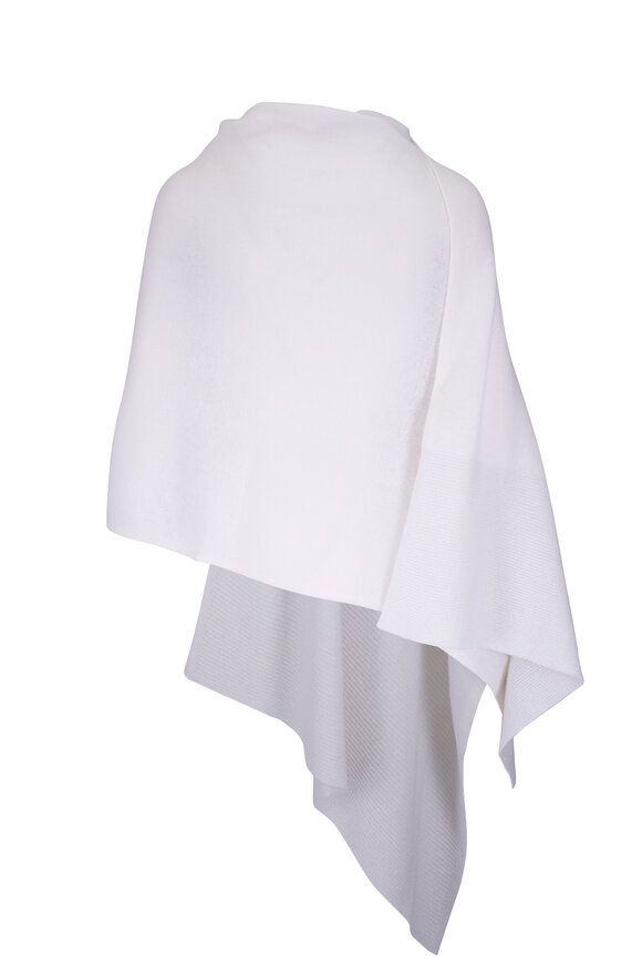 Kinross Ivory Cashmere Lurex Stripe Wrap - view 2