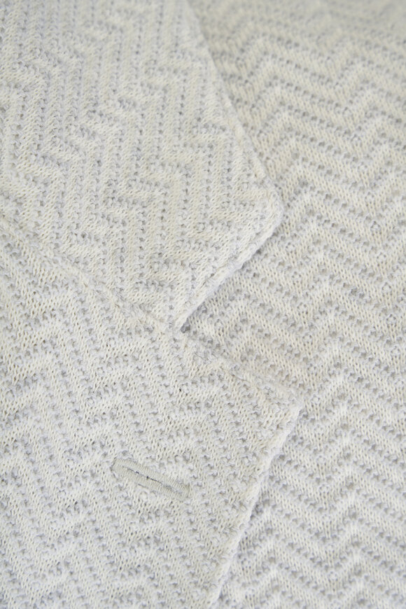 Patrick Assaraf Light Gray Herringbone Knit Blazer - view 3