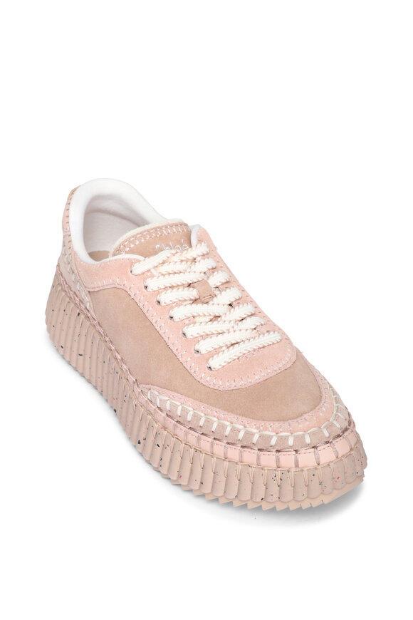 Chloé Nama Blossom Beige Suede Sneaker