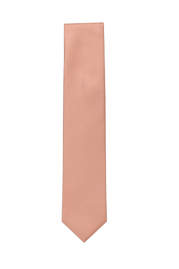 Dolce Punta Orange & Cream Chevron Silk Necktie