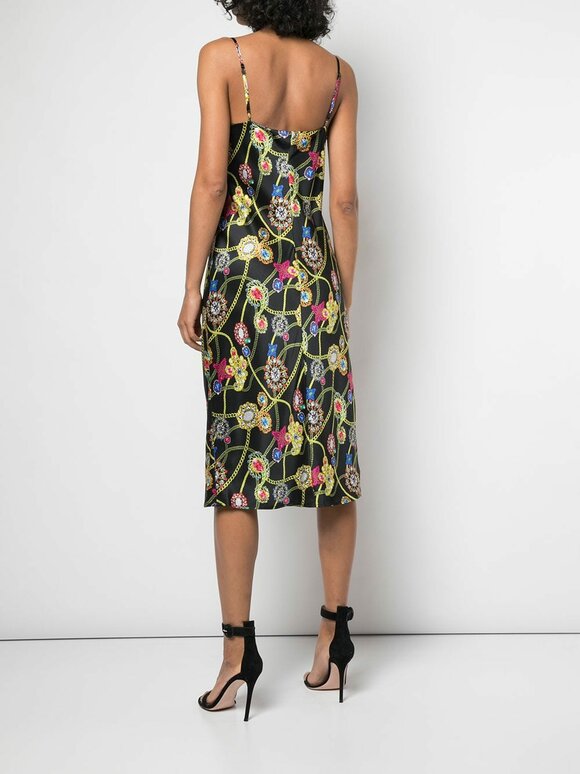 L'Agence - Jodie Black Silk Jewel Print Slip Dress