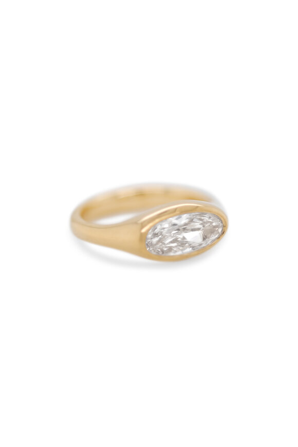 Kali Zoe 14k Yellow Gold Moval Diamond Ring - view 2