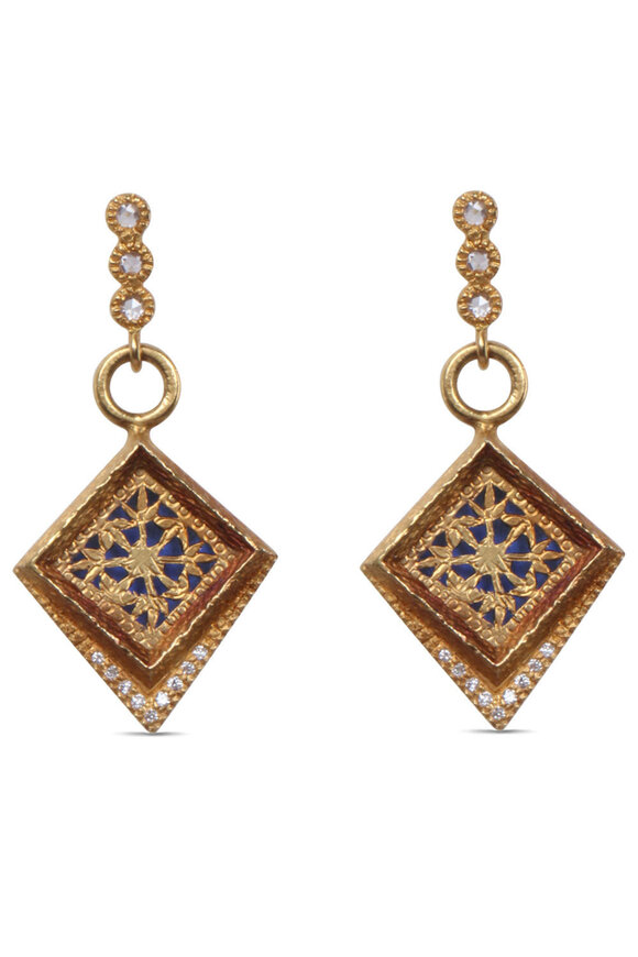 Coomi Thewa Blue Glass Earrings - view 1