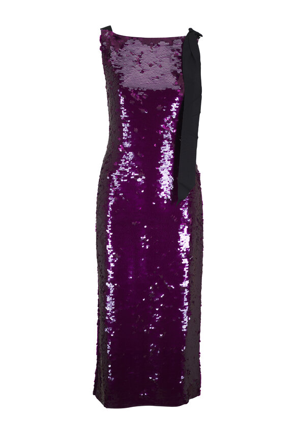 Carolina Herrera Plum Sequined Merino Column Dress - view 1