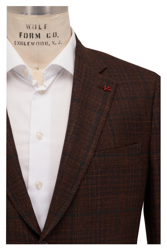 Isaia - Copper & Green Windowpane Sportcoat