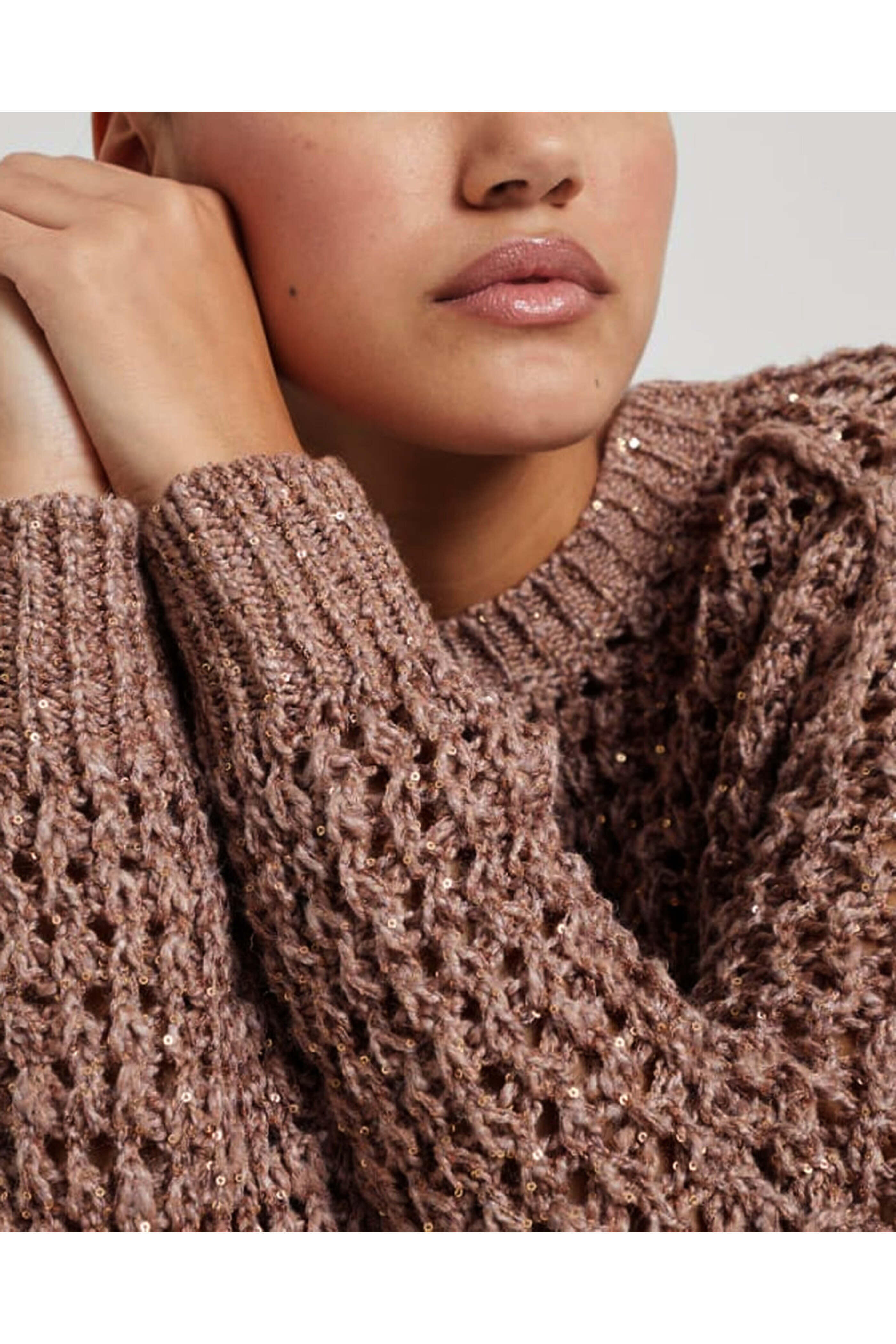 Brunello Cucinelli - Rose Diamond Net Knit Pullover