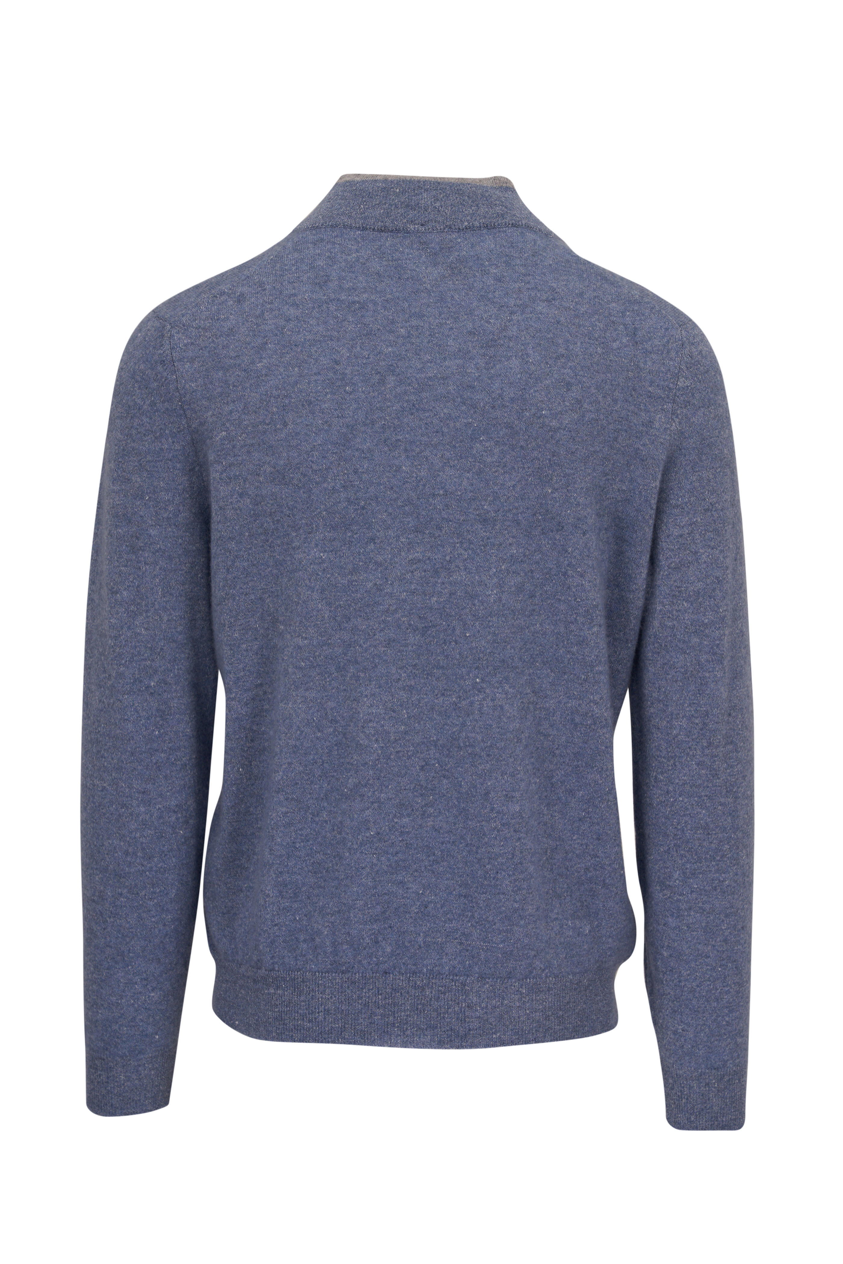 Fedeli - Denim Blue Cashmere & Linen Full Zip Sweater