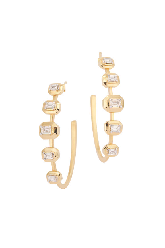 Mariani 18k Yellow Gold Octa Diamond Hoop Earring - view 1