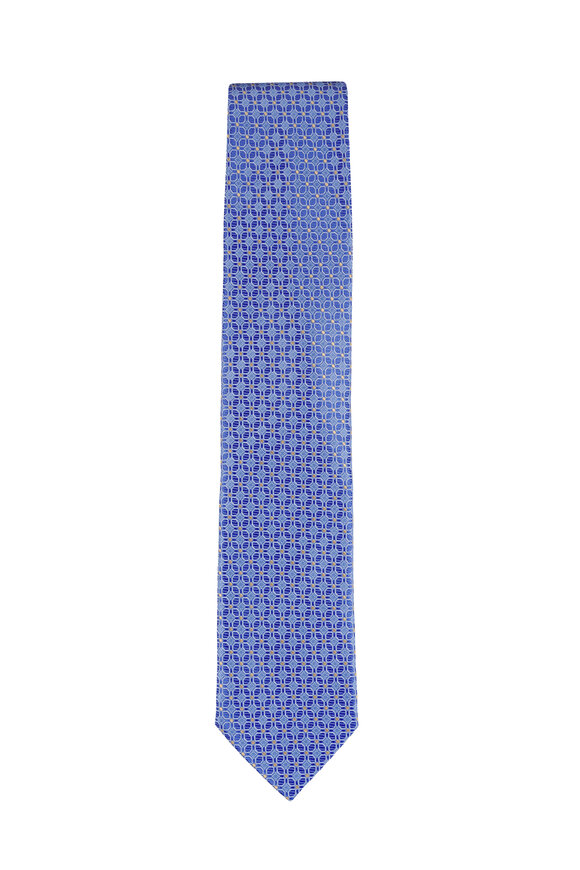 Eton Blue Medallion Woven Silk Necktie - view 1