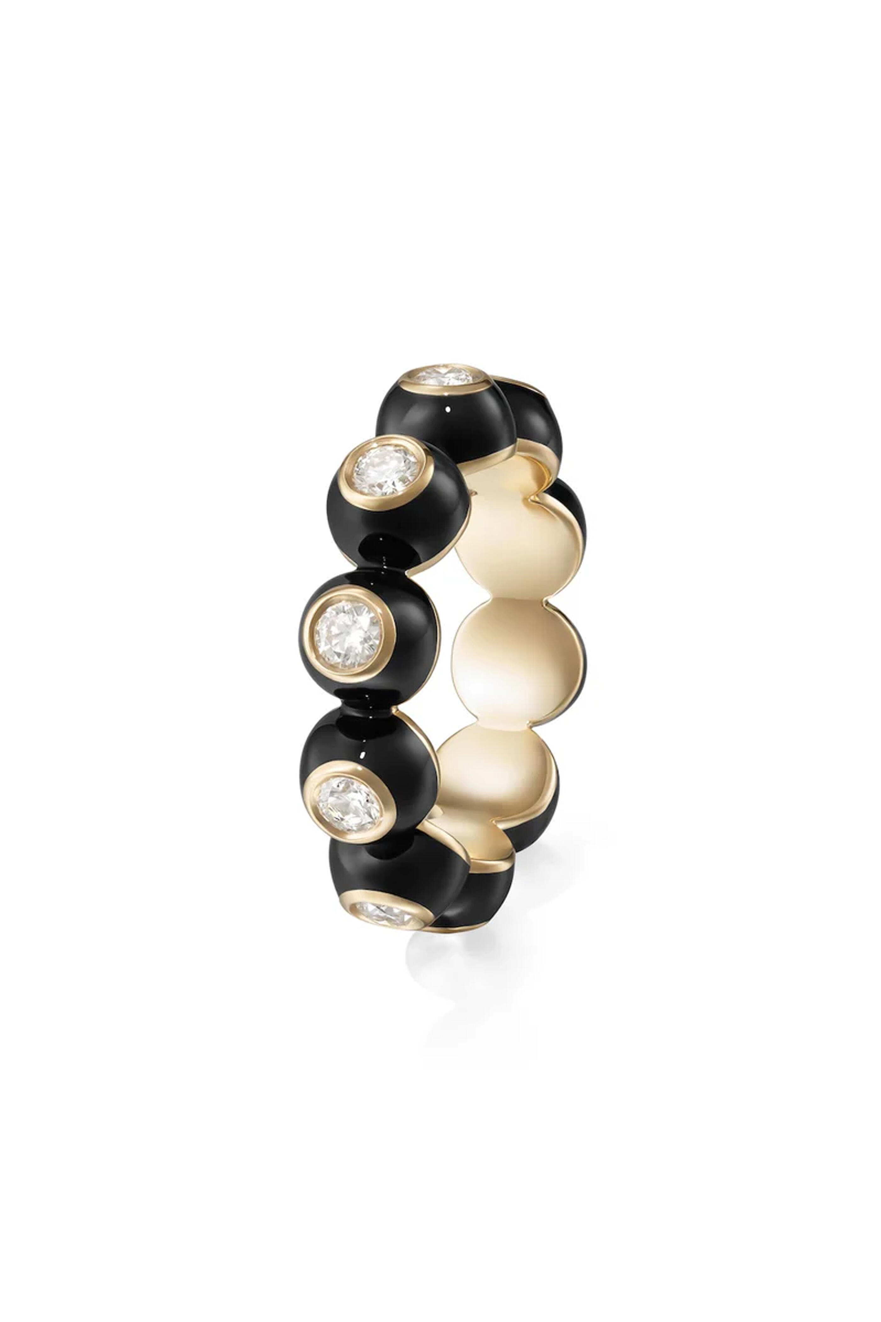 Melissa Kaye - Black Enamel Audrey Band Ring