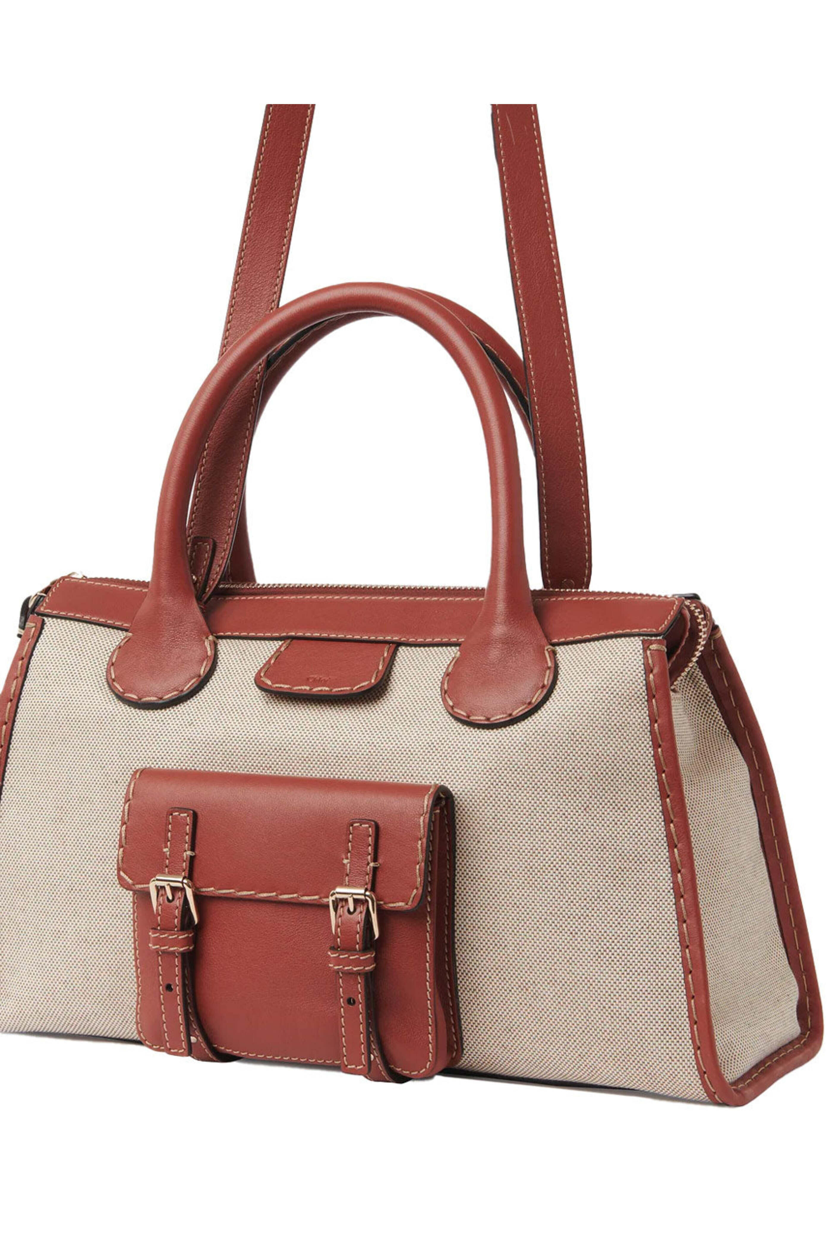 Chloé - Edith Canvas Bag in Sepia Brown - view 2