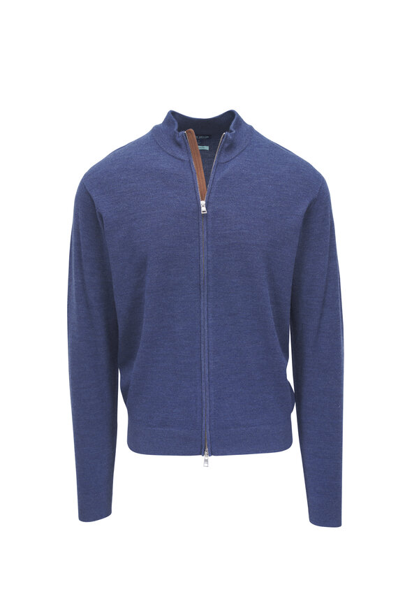 Peter Millar Excursionist Flex Nebula Blue Full Zip Sweater