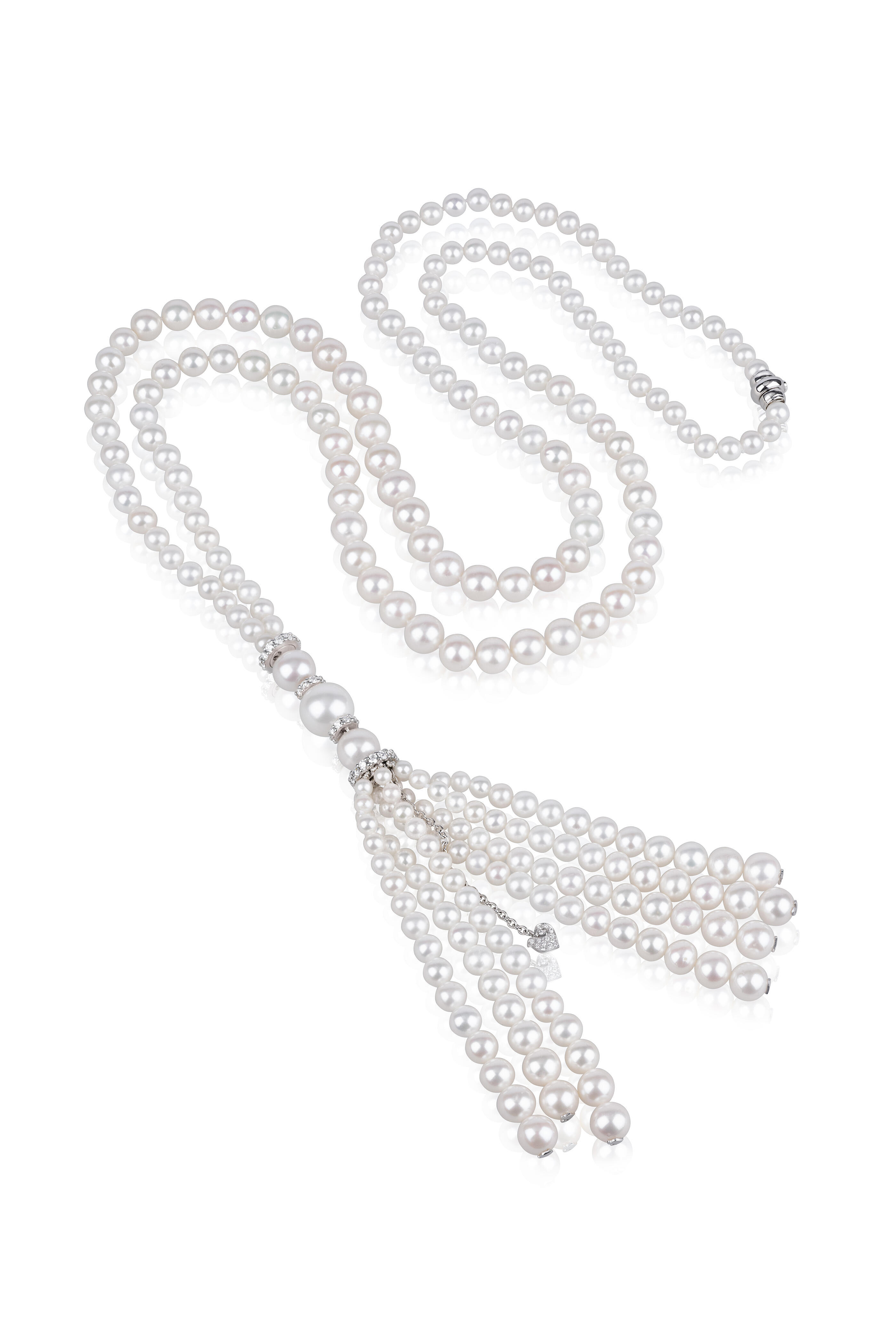 Chantecler - 18k White Gold Pearl & Diamond Sautoir Necklace