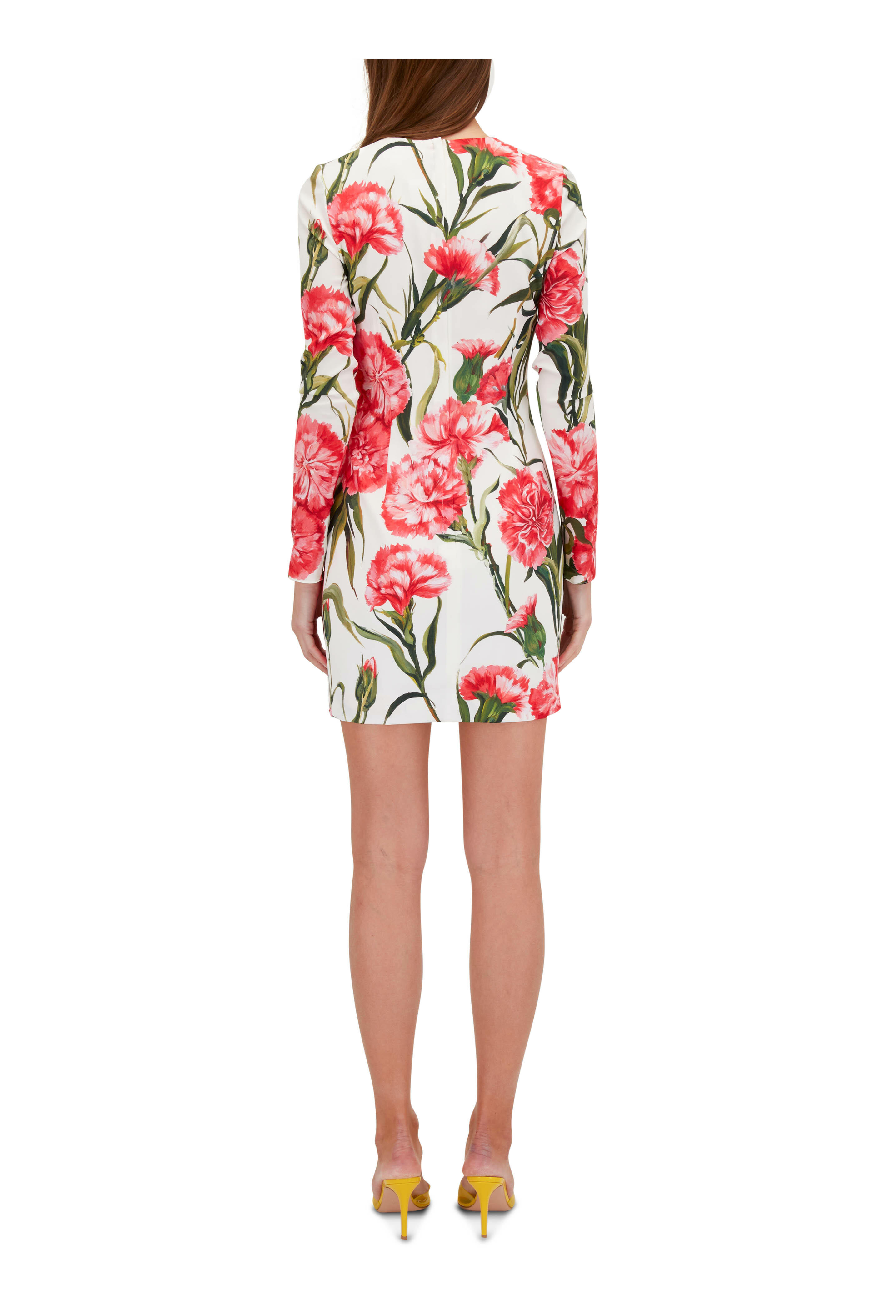 Dolce & Gabbana - Carnation Print Long Sleeve Mini Dress