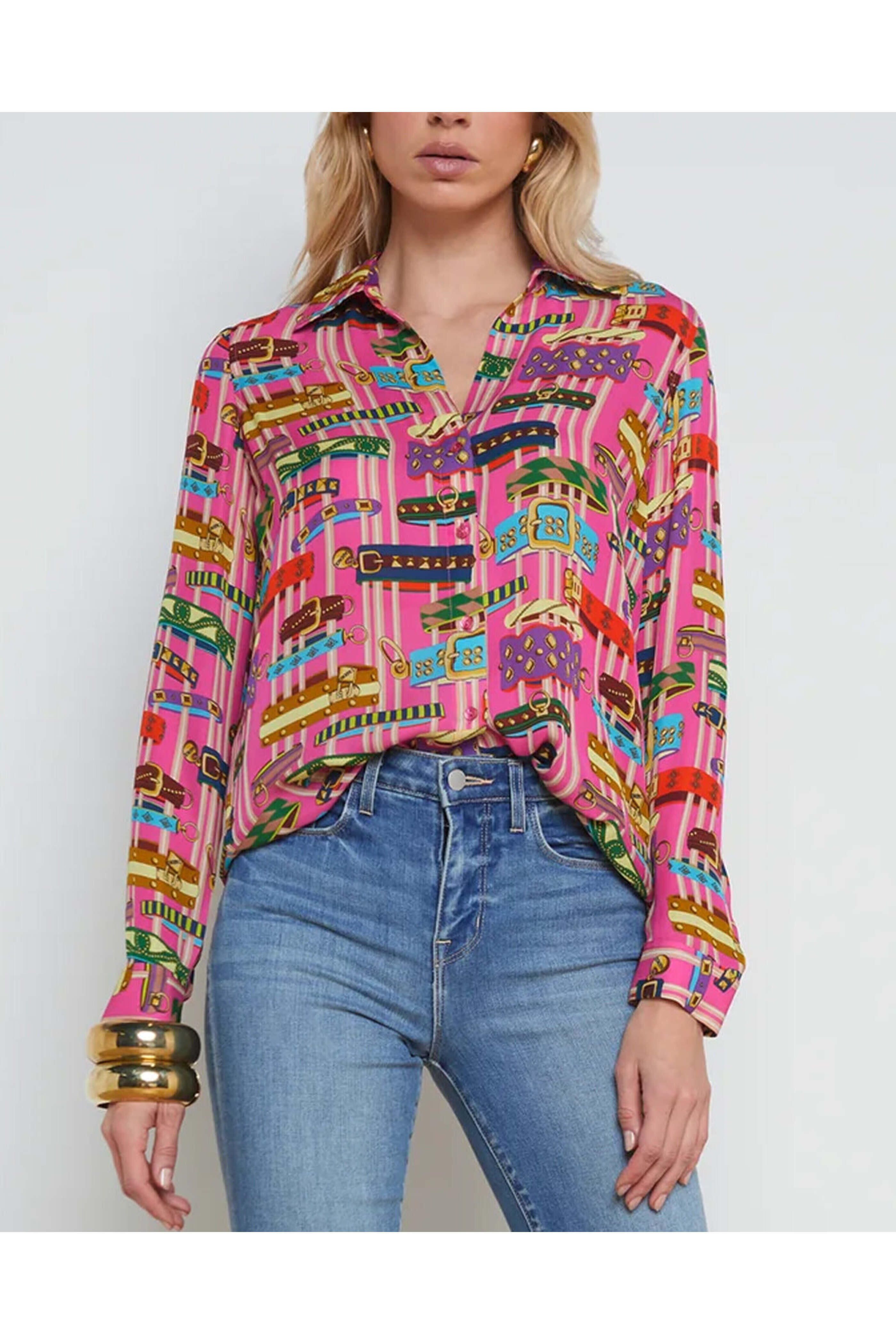 L'Agence - Rhodamine Bracelet Print Long Sleeve Nina Blouse